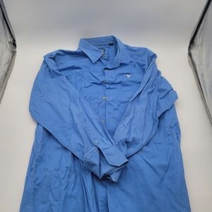 Callaway Mens Button-Up Golf Shirt Blue Long Sleeve Point Collar Pocket Logo XL